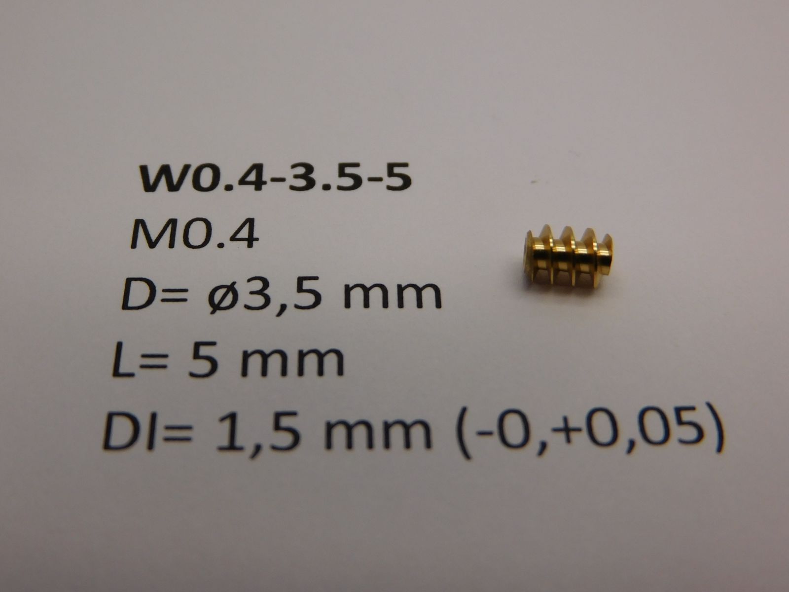 Micromotor.EU W0.4-3.5-5 – Wormwiel M0.4 – Diameter 3,5 mm – Lengte 5 mm – Binnendiameter 1,5 mm