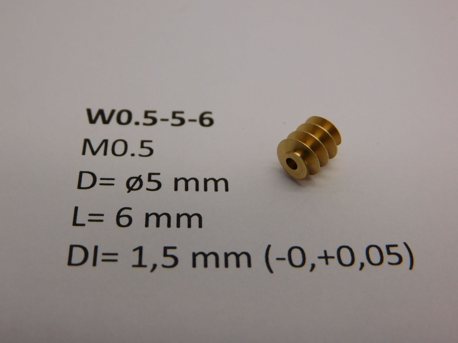 Micromotor.EU W0.5-5-6 – Wormwiel M0.5 – Diameter 5 mm – Lengte 6 mm – Binnendiameter 1,5 mm
