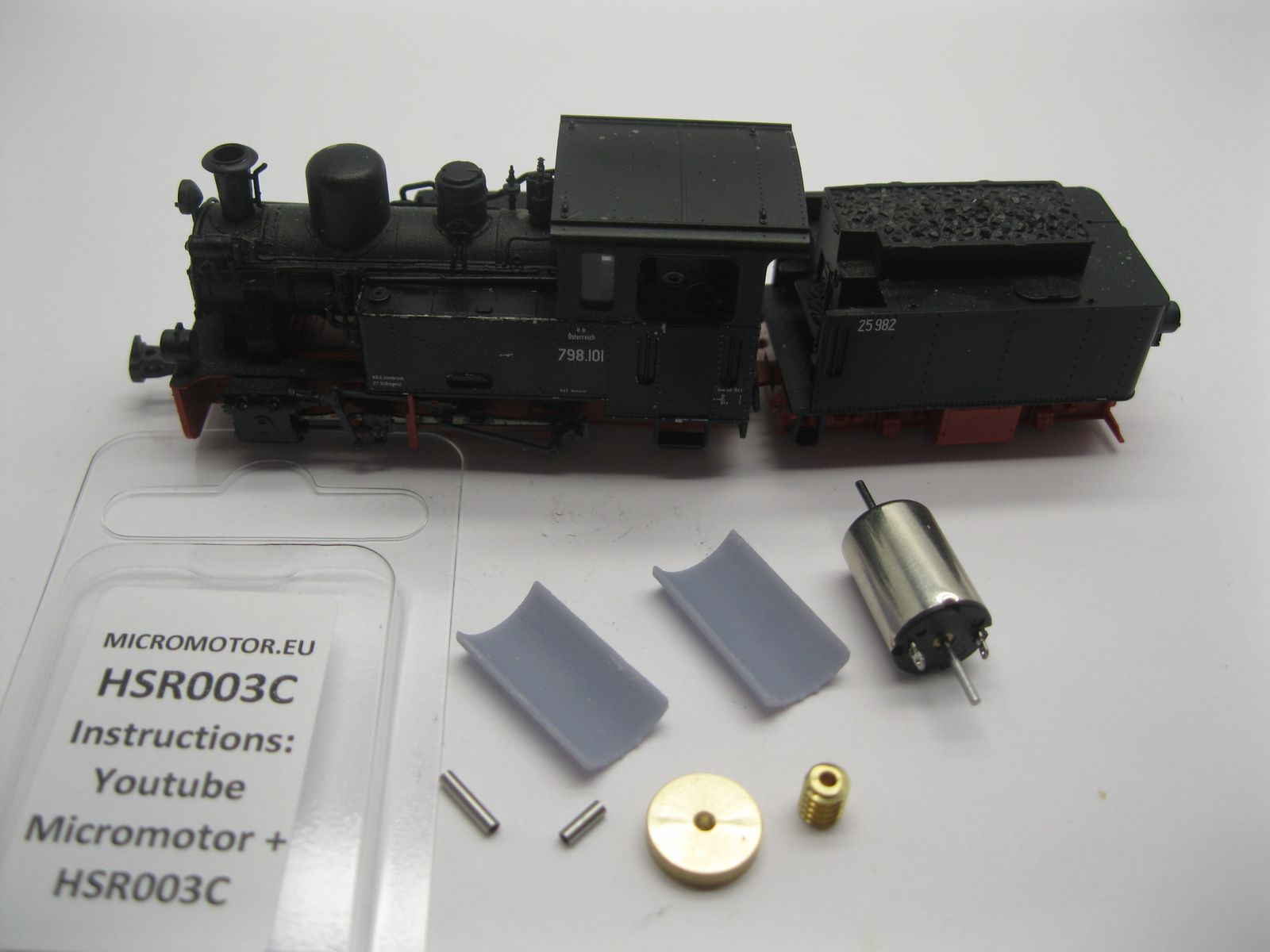 Micromotor.EU HSR003C – Ombouwmotor voor Roco BR 99, HF110C, HF150C, HF160D, Rh Mh en Rh 399 – Met vliegwiel en wormwiel