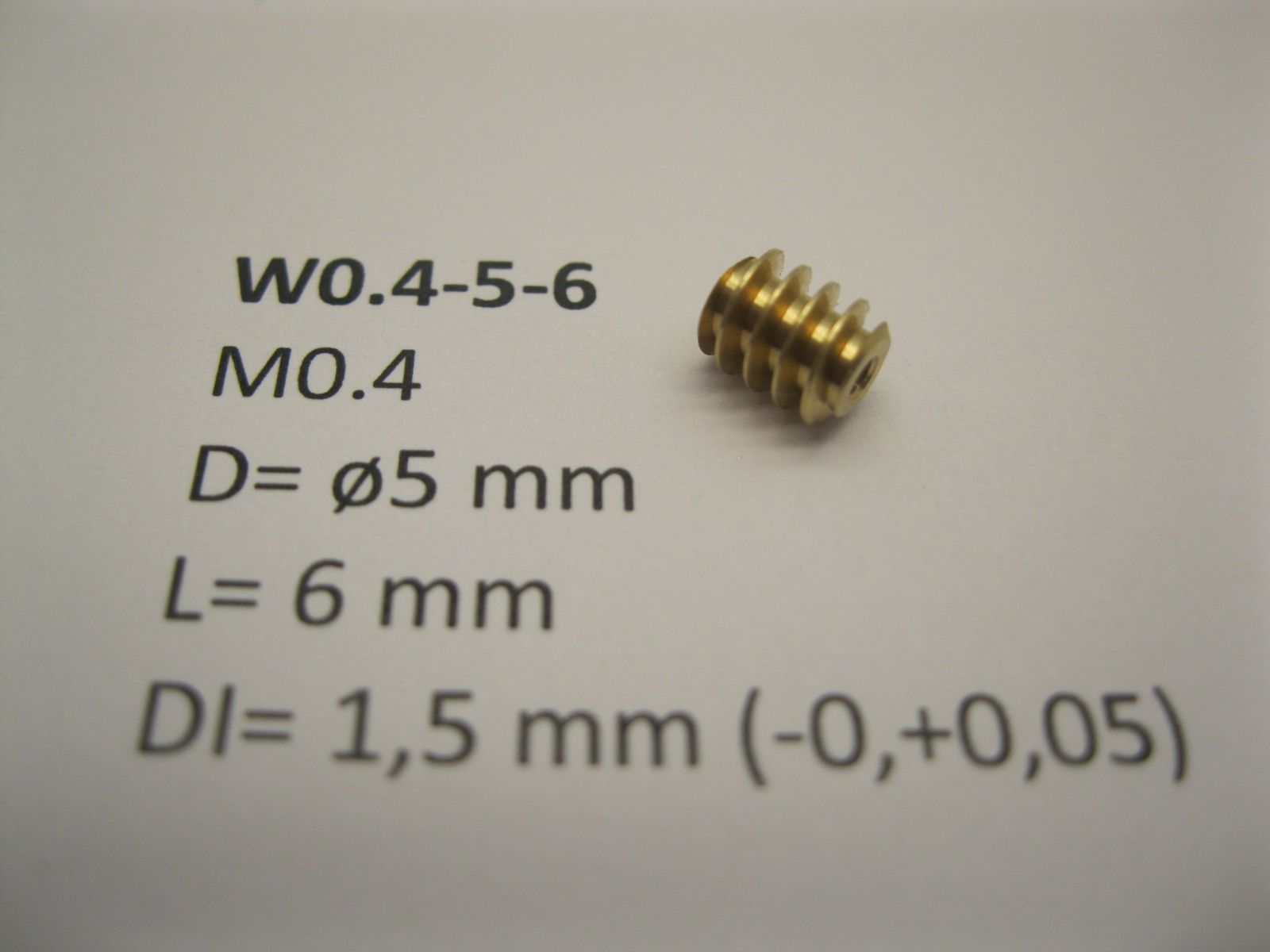 Micromotor.EU W0.4-5-6 – Wormwiel – Module 0,4 – Buitendiameter 5 mm – Lengte 6 mm – Binnendiameter 1,5 mm