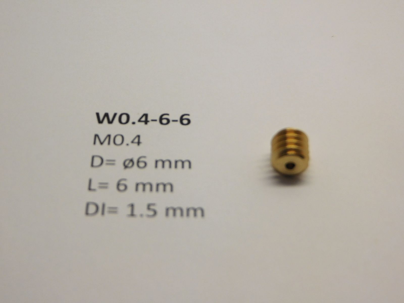 Micromotor.EU W0.4-6-6 – Wormwiel module 0,4 – Buitendiameter 6 mm – Lengte 6 mm – Binnendiameter 1,5 mm
