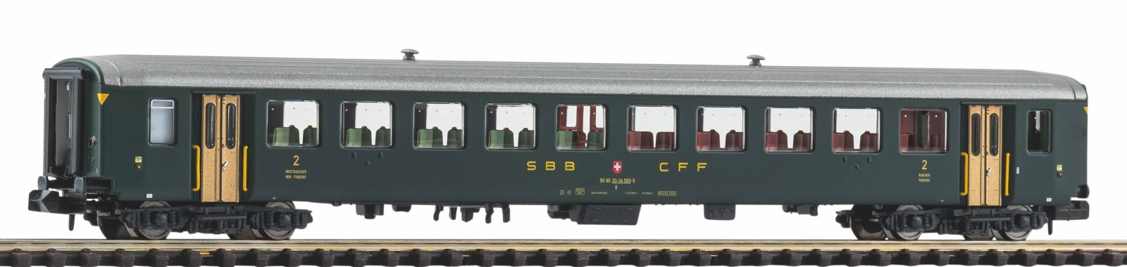 N-Personenwg. EW I, 2. Kl, 50 85 20-34 565-6 grün mit alter Schrift, SBB, Ep. IV