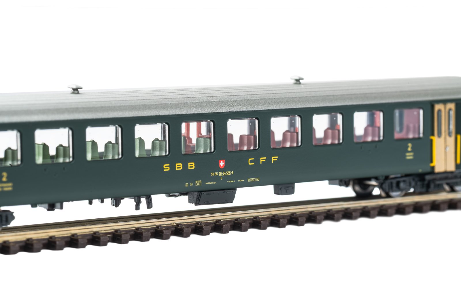 N-Personenwg. EW I, 2. Kl, 50 85 20-34 565-6 grün mit alter Schrift, SBB, Ep. IV