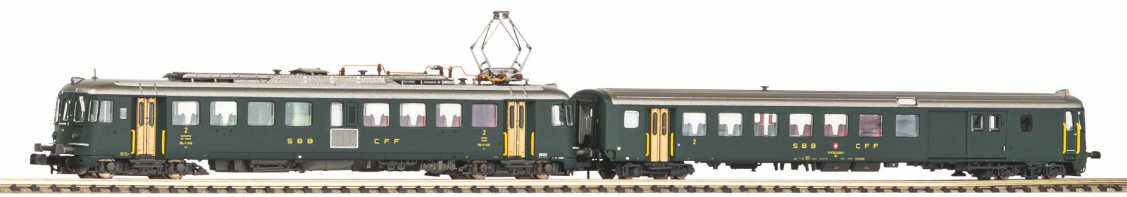 N-Set Triebwg. RBe 4/4  und Bt Steuerwg. grün mit alter Schrift SBB IV