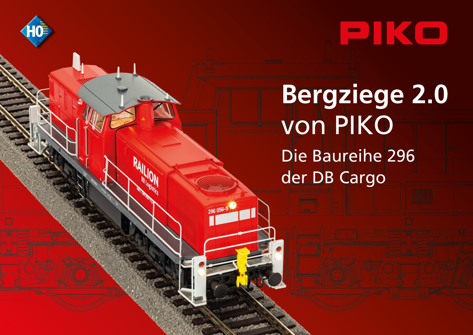 PIKO - Diesel locomotief BR 296 Railion VI met PluX22 sounddecoder (Spoor H0) 22045