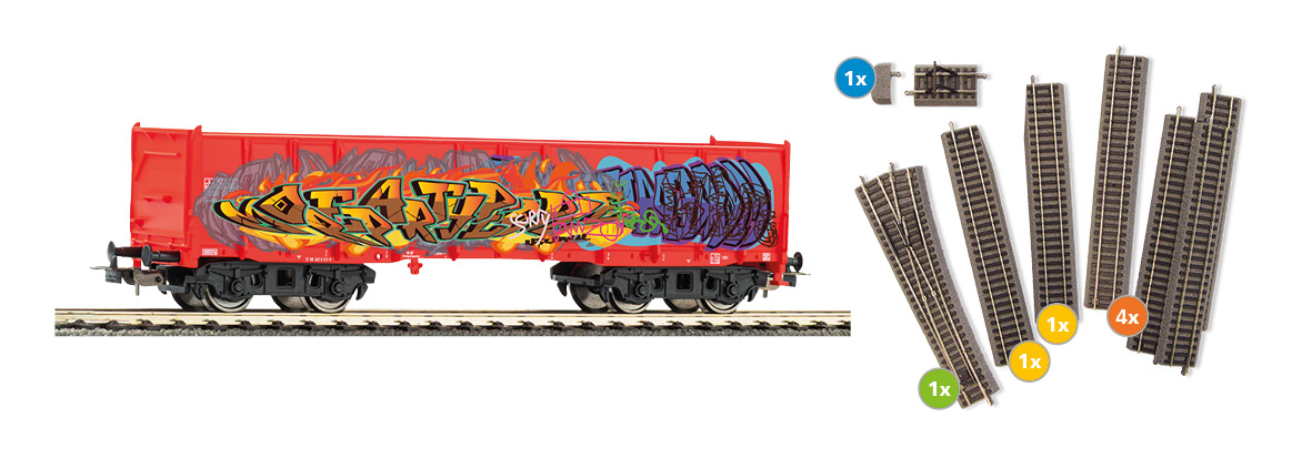 PIKO Gleisergänzungsset + Güterwagen