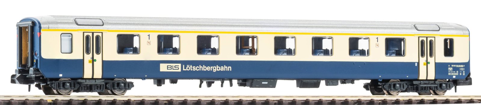 PIKO 94386 – BLS EW I 1e klas personenrijtuig met woordmerk en buitendraaideuren – Tijdperk V – N