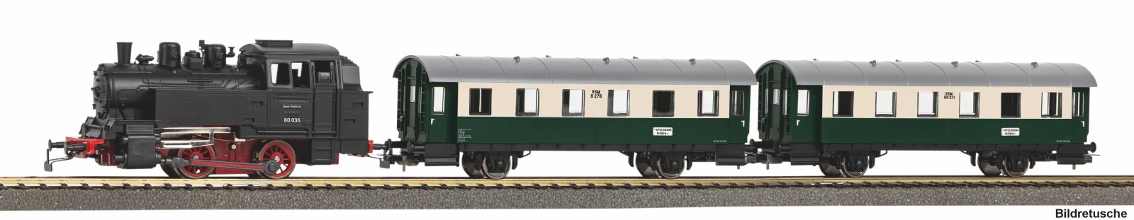 S-Set Dampflok BR 80 VSM + zwei Personenwg. NS VI A-Gleis & B