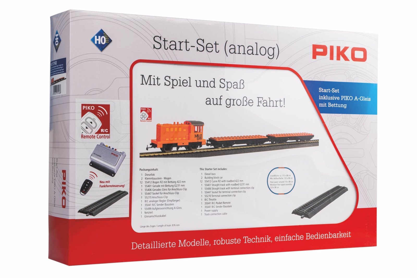 S-Set Diesellok mit Klemmbausteinwagen RC A-Gleis & B
