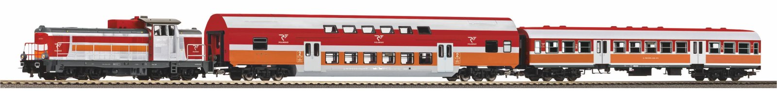 S-Set Diesellok Sm42 +1x Doppelstockwg. + 1x 120A Personenwg. Polregio A-Gleis & B VI