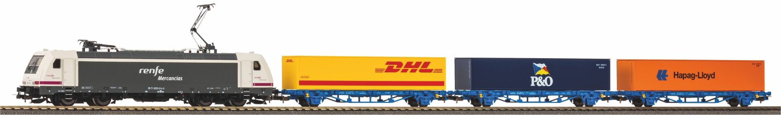 S-Set E-Lok TraXX Renfe + 3 Containertragwg. Renfe A-Gleis & B