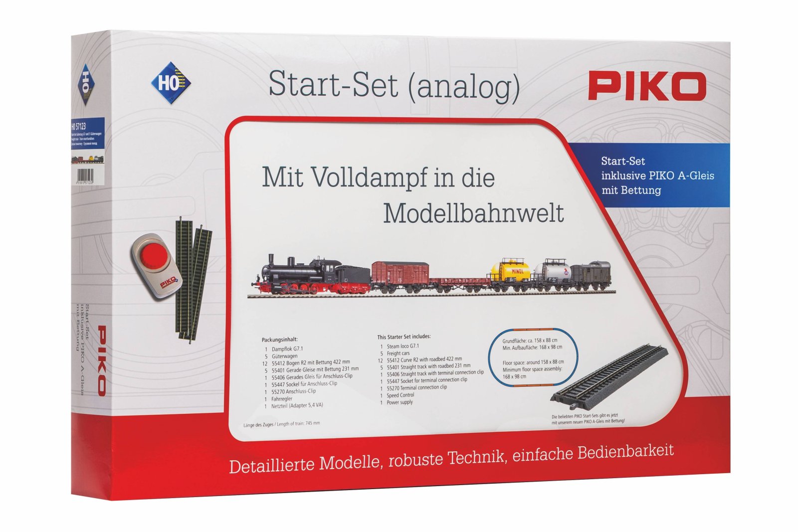 S-Set Güterzug Dampflok G7 + 5 Wg. A-Gleis & B III