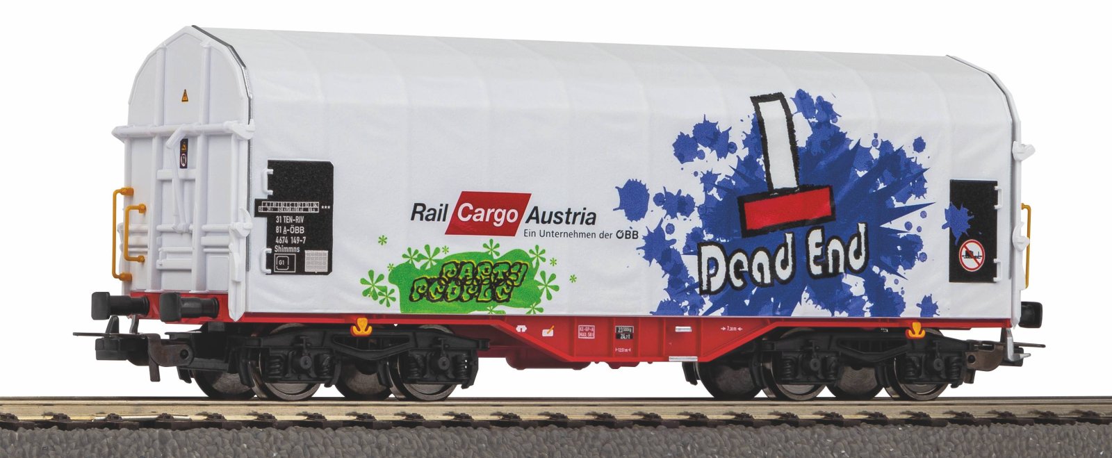 Schiebeplanenwg. Rail Cargo Austria VI mit Graffiti