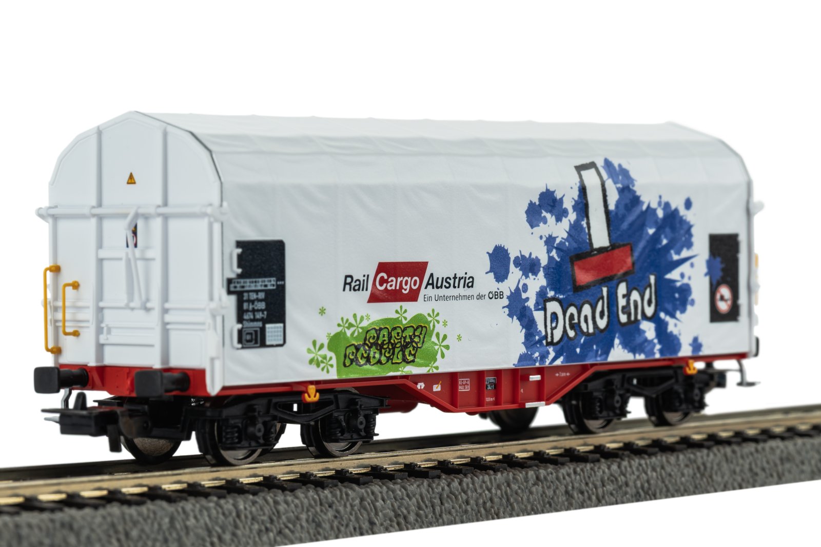 Schiebeplanenwg. Rail Cargo Austria VI mit Graffiti