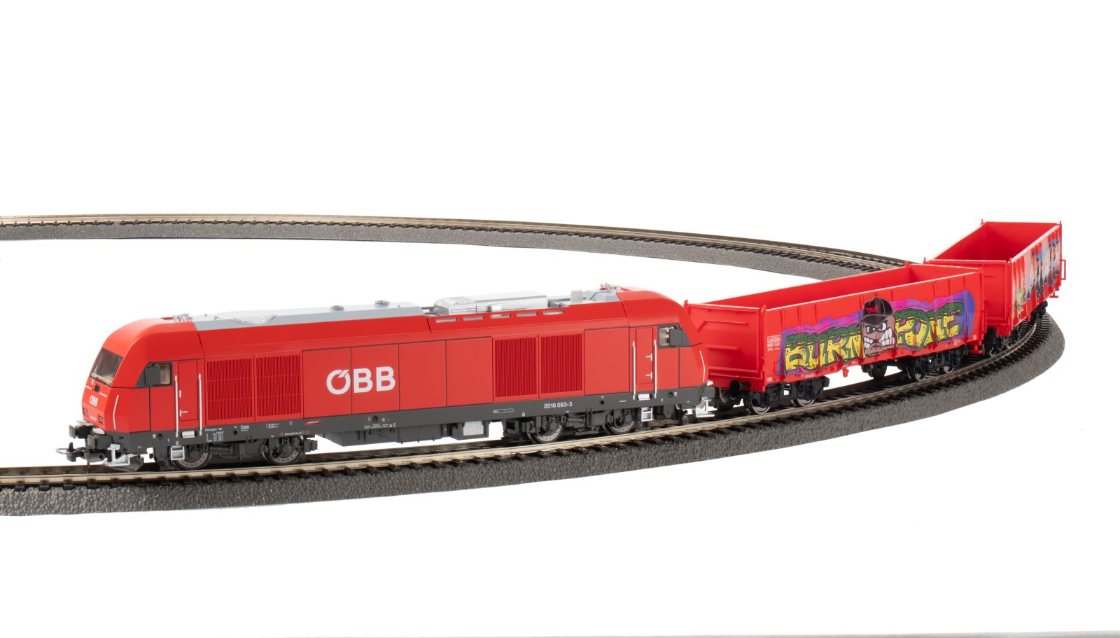 Start-Set Güterzug ÖBB mit Rh2016, A-Gleis mit Bettung
