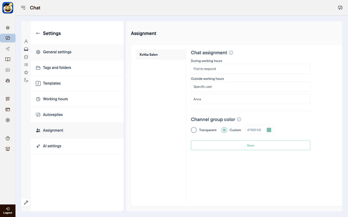Automatic chat assignment for working and non-working hours