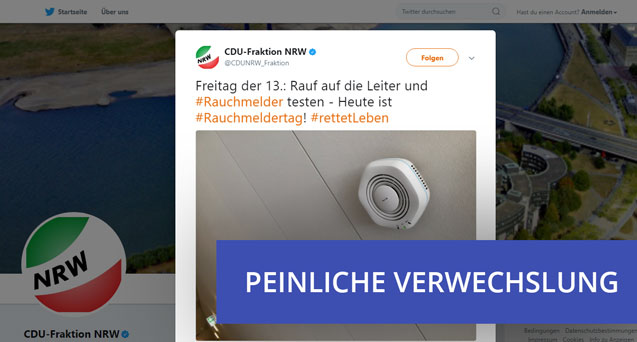Peinliche Verwechslung: CDU-Fraktion verwechselt Rauchmelder mit WLAN-Hotspot.