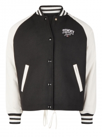 TJW CORD WOOL MIX LETTERMAN, BLACK