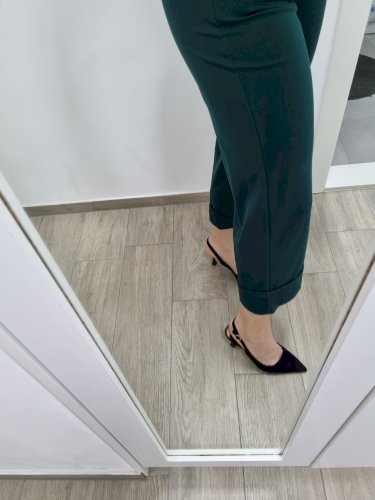 Svečane midi hlače smaragdno zelene na crtu ML