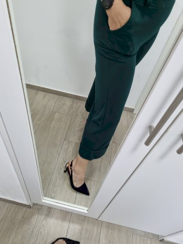 Svečane midi hlače smaragdno zelene na crtu ML