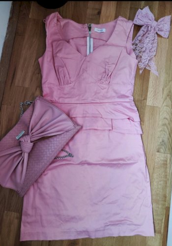 Roza peplum haljina