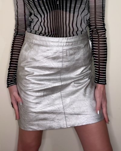 Topshop metalik srebrna suknja