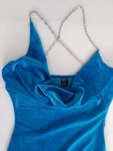 Shein plava pliš haljina