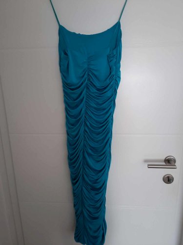 Shein plava midi nabrana haljina