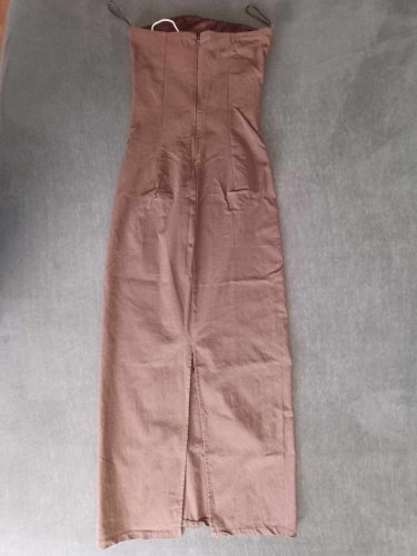 Bershka smeđa midi haljina