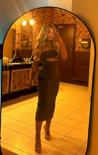 Bershka smeđa midi haljina