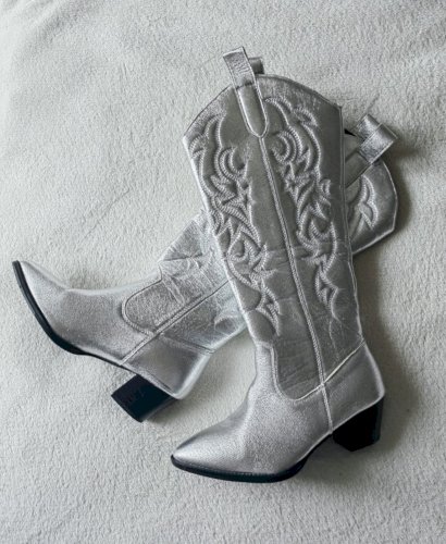 Kaubojske metalizirane čizme br38 24cm do koljena