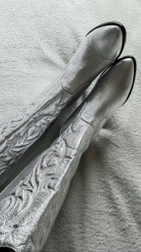 Kaubojske metalizirane čizme br38 24cm do koljena