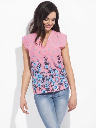 Cocoviu Dámska blúzka M10C_Pink, blue, grey Cocoviu Dámska blúzka M10C_Pink, blue, grey