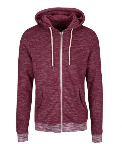 Vínová melírovaná mikina na zips s kapucňou Blend Vínová melírovaná mikina na zips s kapucňou Blend
