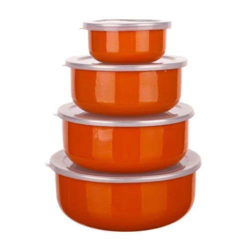 8dílná smaltovaná sada misek Belly, oranžová 8dílná smaltovaná sada misek Belly, oranžová