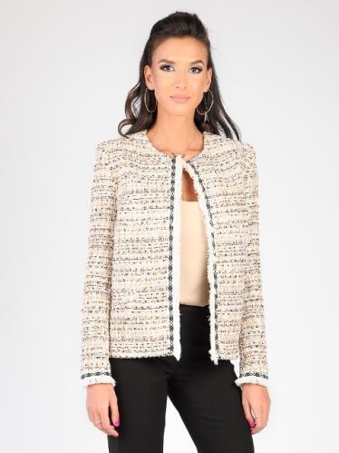 Carla by Rozarancio Dámské sako CR17S P3054_BEIGE BLACK Carla by Rozarancio Dámské sako CR17S P3054_BEIGE BLACK