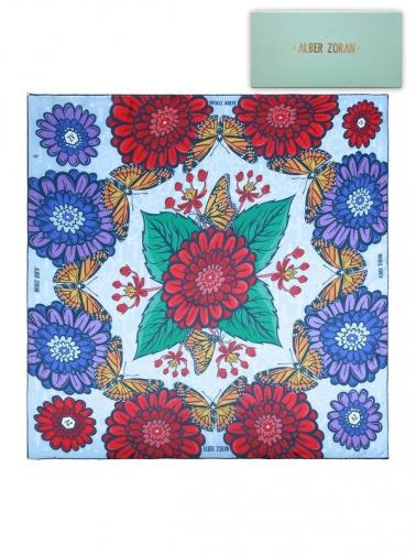 Alber Zoran Dámský šátek HIPPYFLOWERS_BLUE Alber Zoran Dámský šátek HIPPYFLOWERS_BLUE