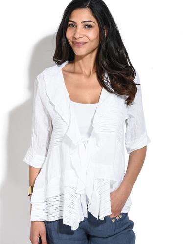 100% Lin Dámské sako 6276 - GILET BRIGITTE S13099 BLANC 100% Lin Dámské sako 6276 - GILET BRIGITTE S13099 BLANC