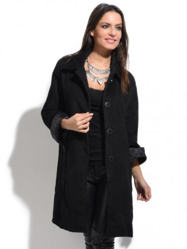 Bella Blue Dámský kabát A5-H2327 NOIR Bella Blue Dámský kabát A5-H2327 NOIR