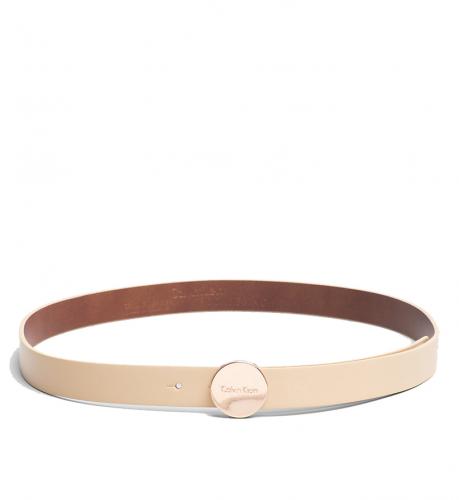 Calvin Klein béžový kožený pásek Logo Plaque Belt 229 Calvin Klein béžový kožený pásek Logo Plaque Belt 229