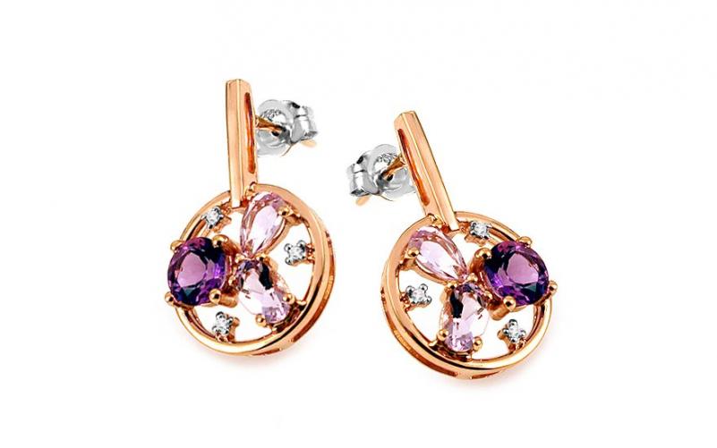 Ametystové náušnice s diamanty 0,020 ct Cathleen KU0066N Ametystové náušnice s diamanty 0,020 ct Cathleen KU0066N