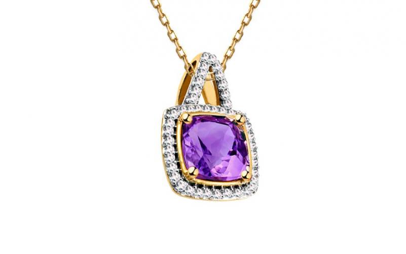 Ametystový přívěsek s diamanty 0,090 ct Casandra KU587P Ametystový přívěsek s diamanty 0,090 ct Casandra KU587P