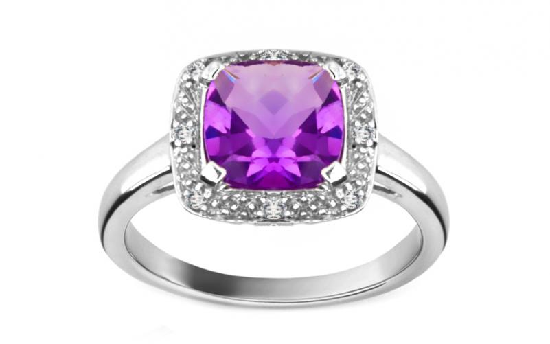 Ametystový prsten s diamanty 0,040 ct Amerei KU180 Ametystový prsten s diamanty 0,040 ct Amerei KU180