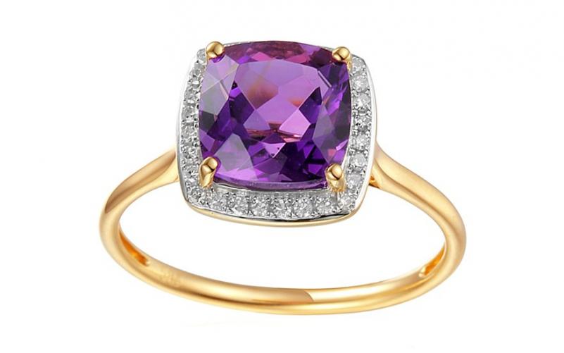 Ametystový prsten s diamanty Liriene IZBR295 Ametystový prsten s diamanty Liriene IZBR295