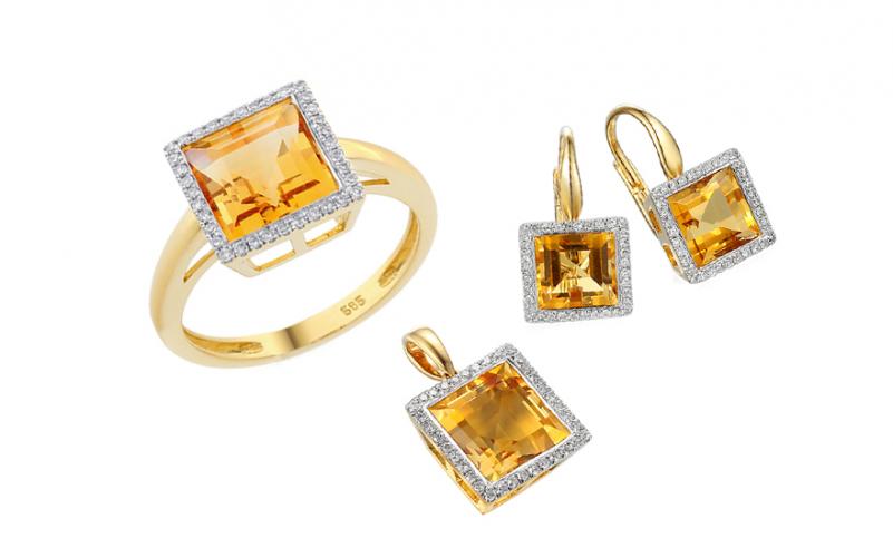 Citrínová souprava s brilianty 0,360 ct IZBR087S Citrínová souprava s brilianty 0,360 ct IZBR087S