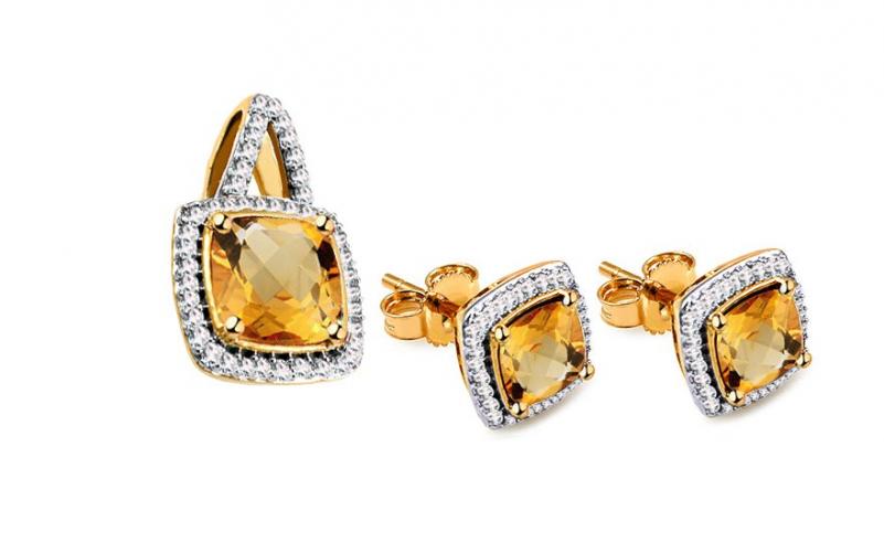 Citrínová souprava s diamanty 0,190 ct Carolynn KU587YS Citrínová souprava s diamanty 0,190 ct Carolynn KU587YS