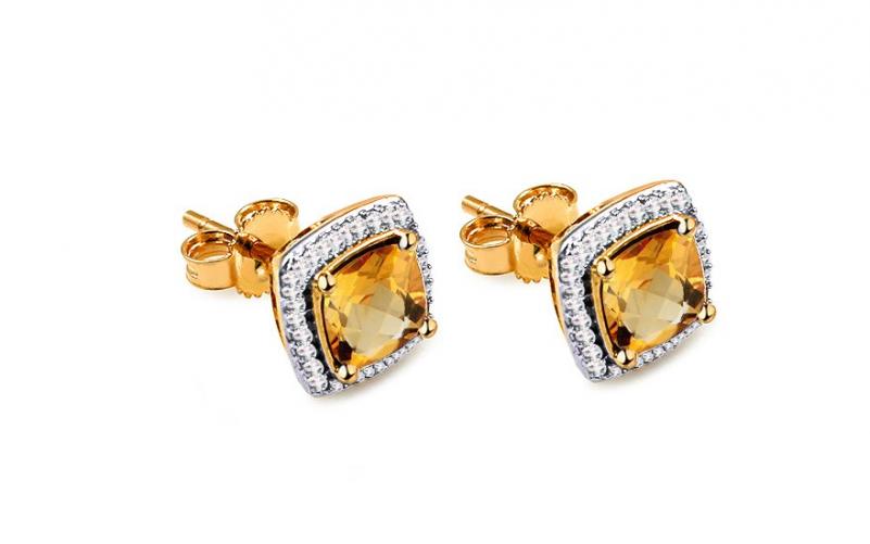 Citrínové náušnice s diamanty 0,100 ct Carolynn KU587YN Citrínové náušnice s diamanty 0,100 ct Carolynn KU587YN