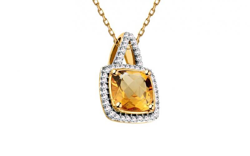 Citrínový přívěsek s diamanty 0,090 ct Carolynn KU587YP Citrínový přívěsek s diamanty 0,090 ct Carolynn KU587YP