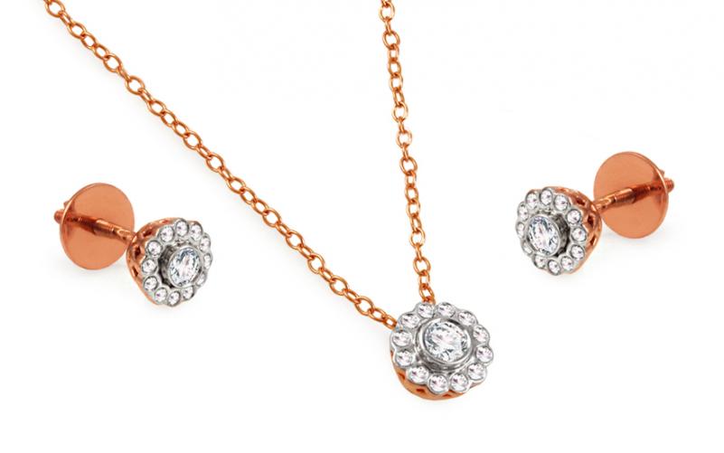 Diamantová souprava z červeného zlata KU451S Diamantová souprava z červeného zlata KU451S