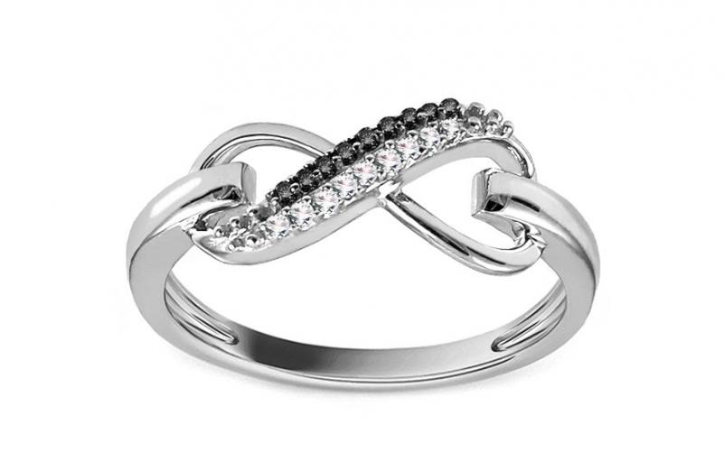 Diamantový prsten 0,070 ct Infinity black KU164B Diamantový prsten 0,070 ct Infinity black KU164B